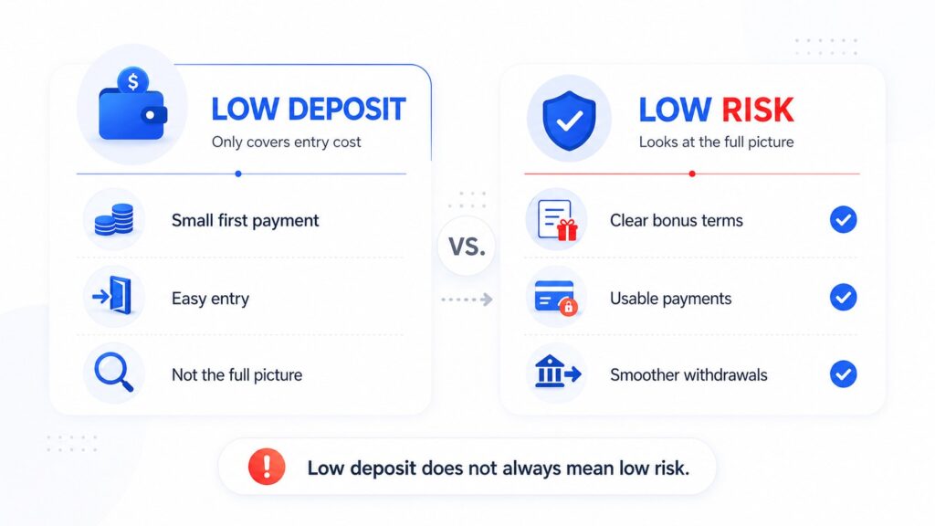 Comparison between low deposit and low risk casino factors in Canada