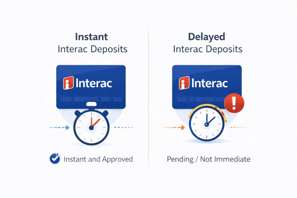 Instant vs delayed Interac deposits at online casinos in Canada