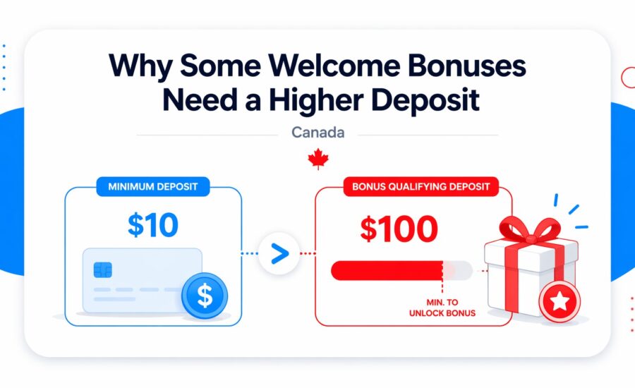Welcome bonus deposit threshold compared with minimum deposit in Canada